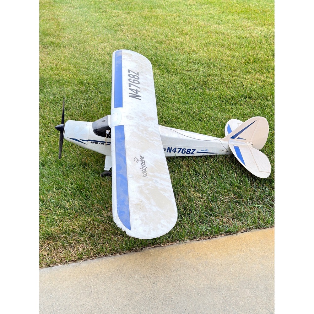HobbyZone Super Cub RC Airplane White Blue N4768Z Untested
